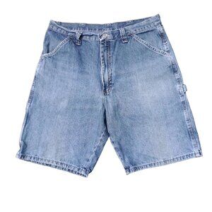 Wrangler Originals Mens Denim Utility Shorts Size 34 Relaxed Fit Carpenter Blue